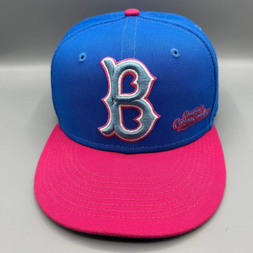 Brooklyn Dodgers Hat Men 7 5/8‎ Blue Pink MLB 59Fifty New Era Fitted Cap